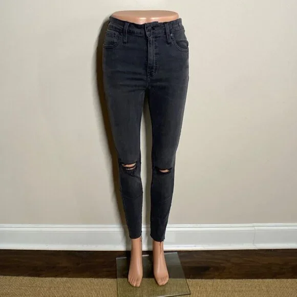 Madewell Distressed Curvy High-Rise Skinny Jeans, Size 26 - Picture 3 of 14